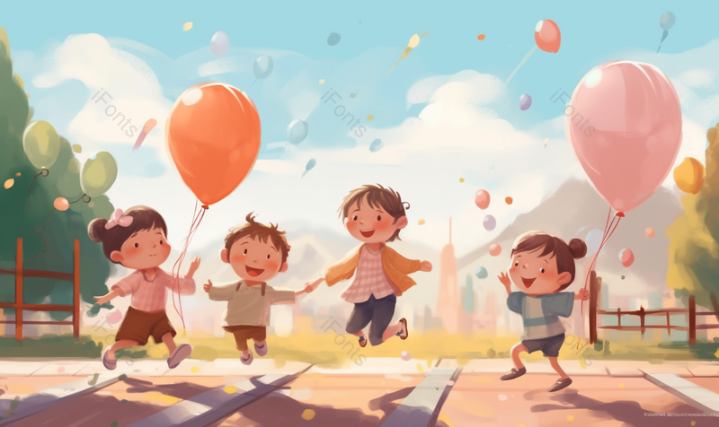 跳跃六一儿童节幼儿园可爱小孩背景,插画/手绘图,插画/手绘图库,插画/手绘图下载,插画/手绘